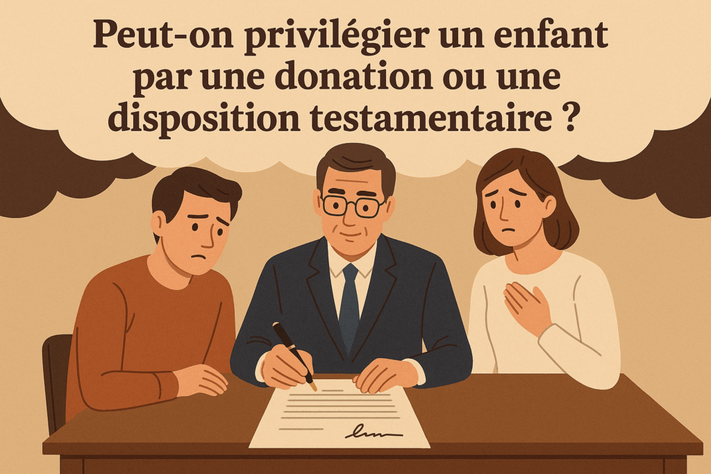Peut-on privilégier un enfant par une donation ou une disposition testamentaire notaire